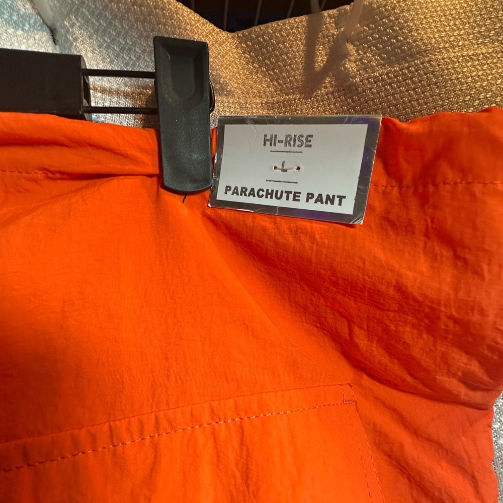 Tinseltown Bright Orange Parachute Pants | Y2K Utility Streetwear Style - Picture 5 of 9